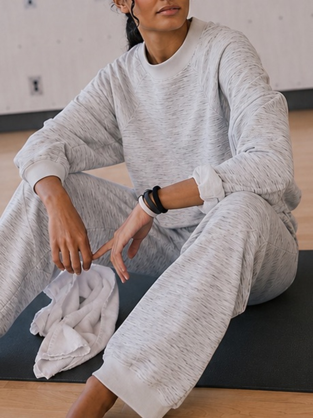 Free People Keep It Moving Set Gray Heather Sweatpants & Crop Sweatshirt Size M